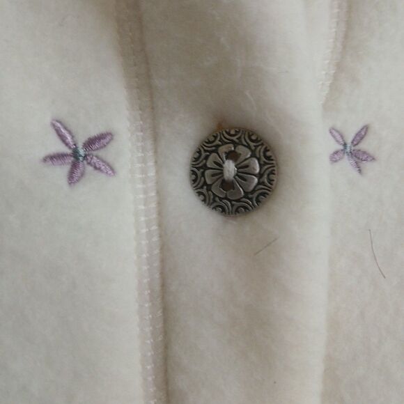 Alfred Dunner Longsleeve Button-Up Fleece Jacket Petite-PM Lavender-White Floral - Picture 9 of 16
